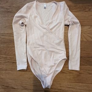 American Apparel Light Pink Surplice Bodysuit